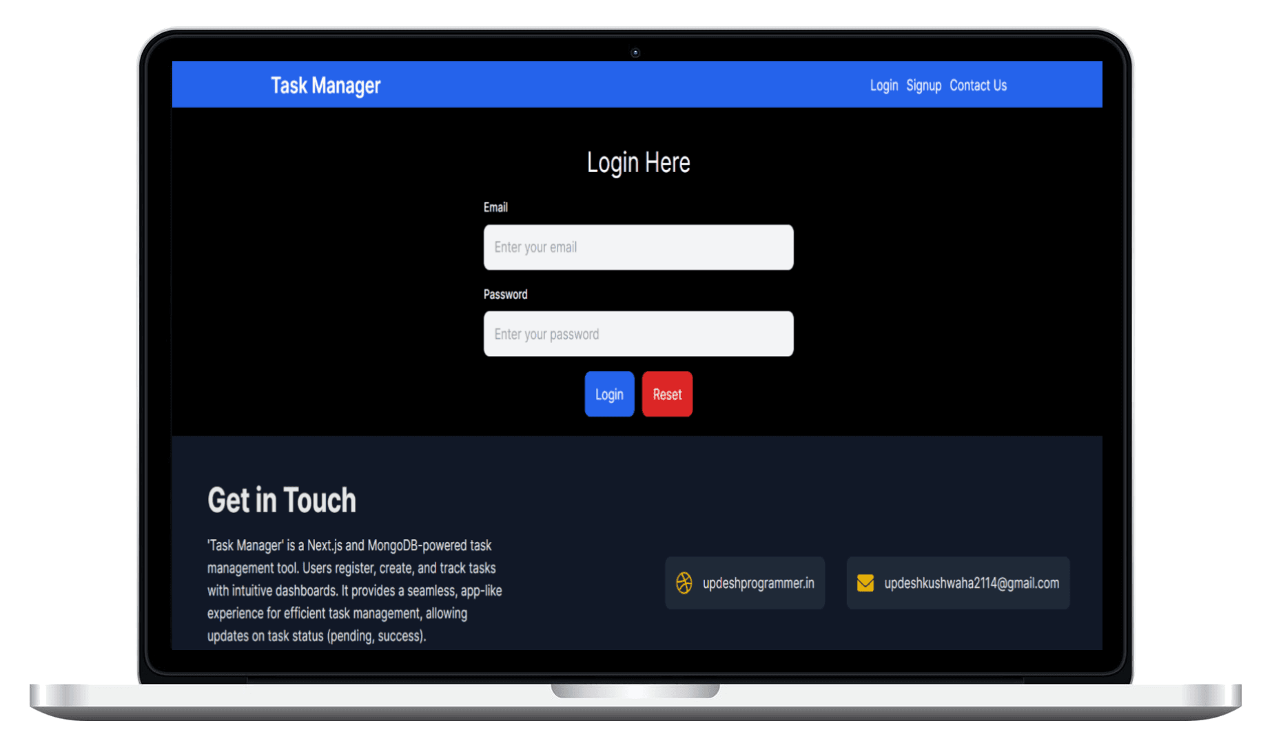Task Manager website preview